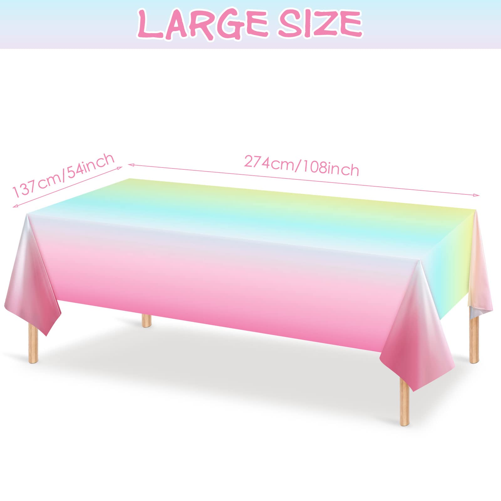 Riakrum Pastel Rainbow Tablecloths Plastic Tablecloth Rainbow Par As S