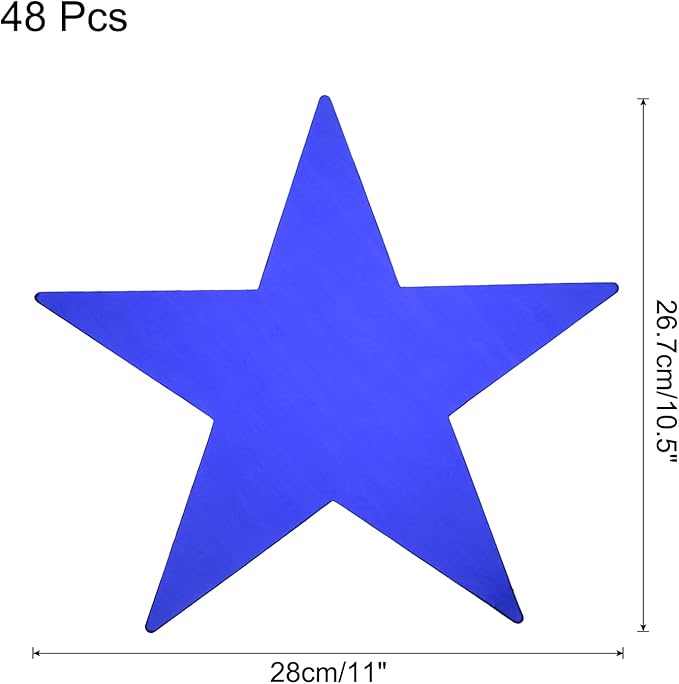 MECCANIXITY 48Pcs Blue Stars Cutouts Double Printed Paper Stars