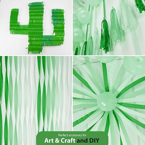 Captain Décor 6 Crepe Paper Streamers Rolls, 492ft Pack of 6 Green &