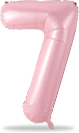 Light Pink Foil Balloon Number 7, 40'' Giant Self Inflating Number