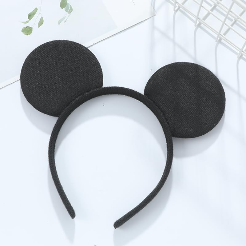 winvin Set of 24 Mouse Costume Deluxe Fabric Ears Headband White Polka