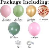 Pink Jungle Safari Balloon Garland Arch Kit 144pcs Sage Green and