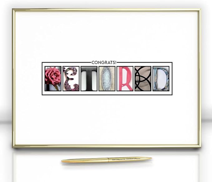 Framed Gold Retirement Decorations Guest Book for Womens 12 x16
