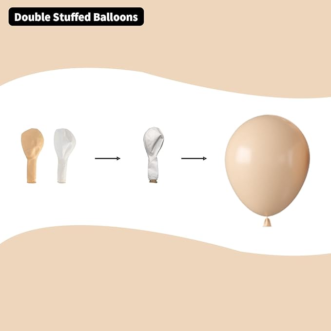 White Sand Gold Balloons,12 Inch Double Stuffed Boho Balloons and