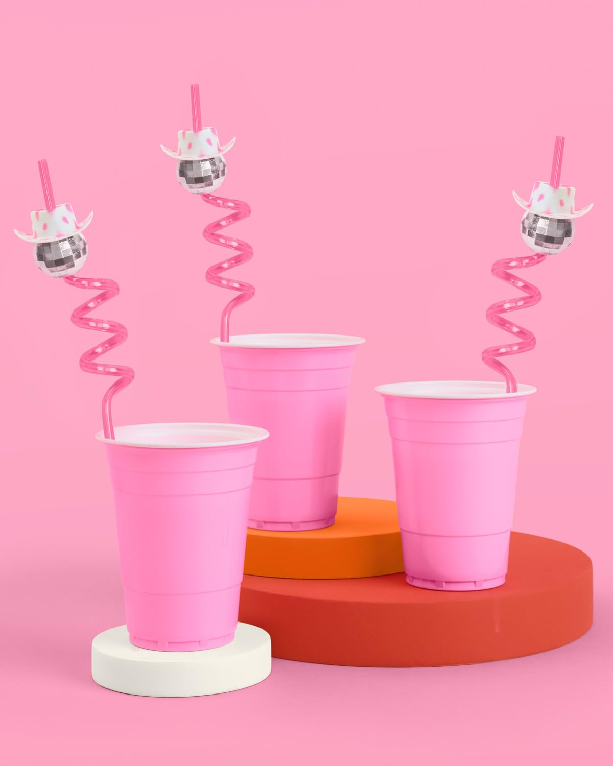 xo, Fetti Disco Cowgirl Pink Reusable Straw Set - 12 pc | Last Disco