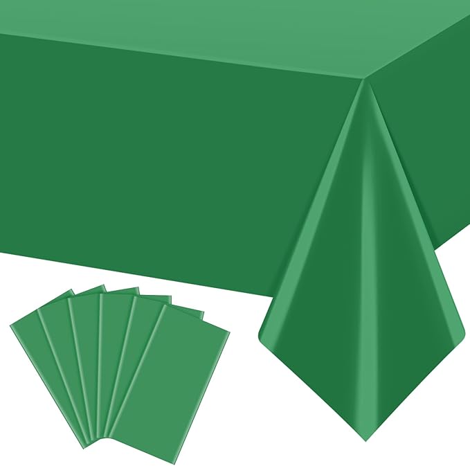 6Pcs Green Tablecloths for Rectangle Tables,Disposable Plastic Table