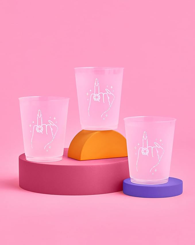 xo Fetti Bachelorette Party Ring Finger Reusable Cups 16 Frost Flex