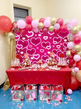 Hot Pink Heart Backdrop 8x6FT Valentines Decorations Early 2000s