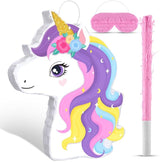 Small Unicorn Piñata with Piñata Stick Blindfold and