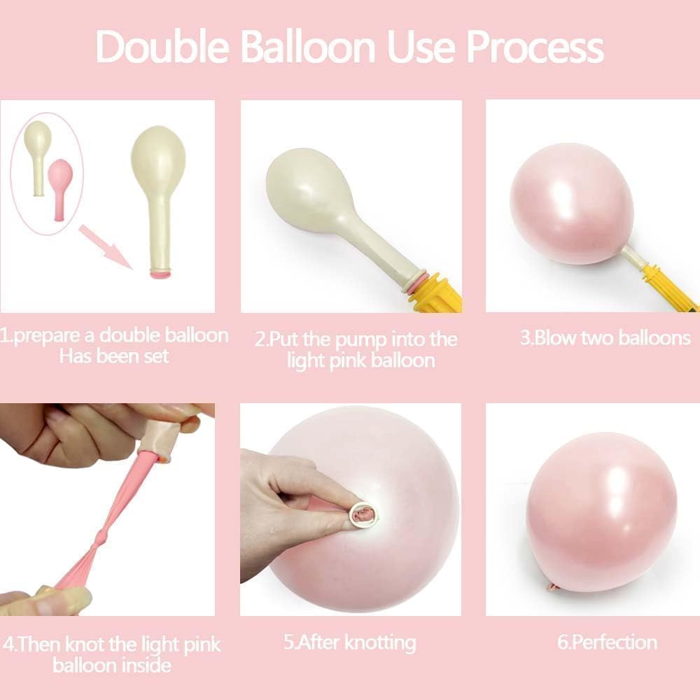 Pearl Pink Balloons Double Stuffed Pastel Light Pink Balloon Arch Kit