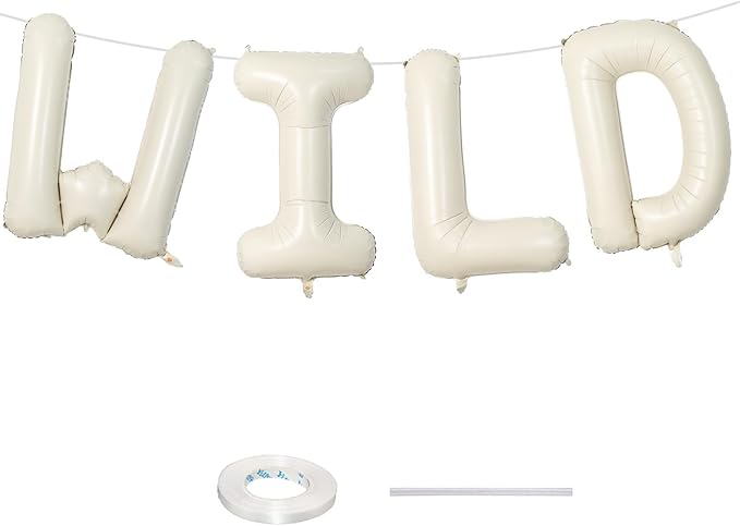 Beige WILD Balloons for Wild One Party Decorations, 40 Inch Cream