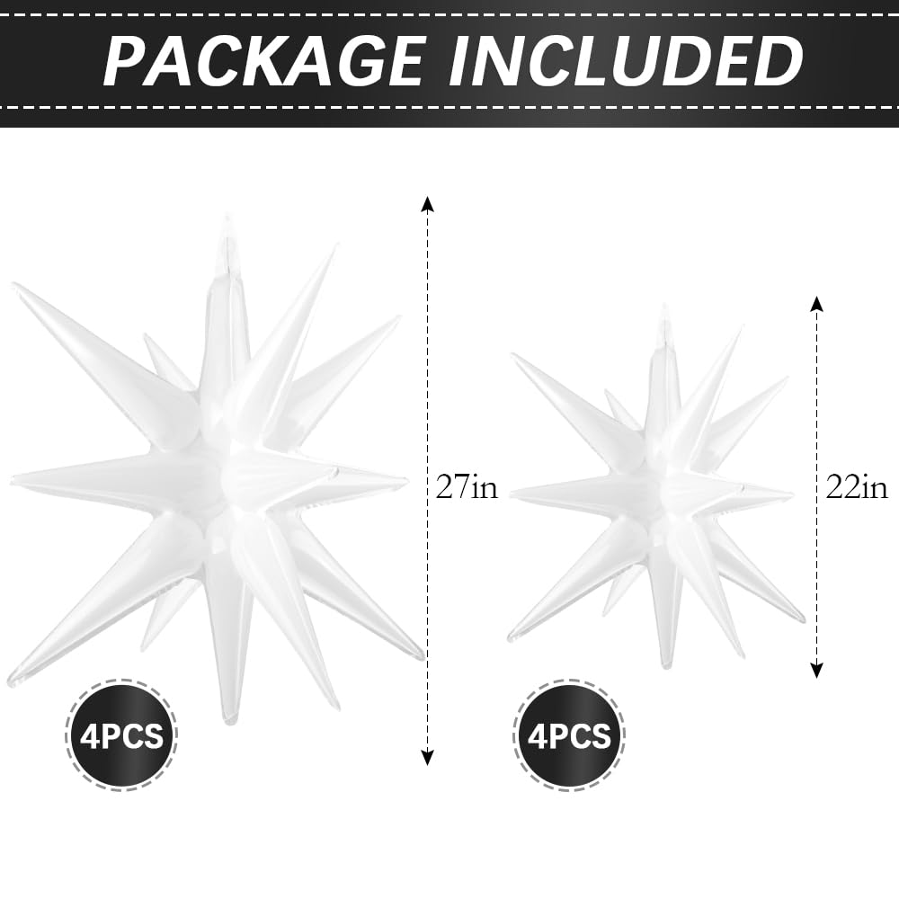 White Balloons White Star Balloons 8 Pcs Mylar Pearl Arch Disco Ball