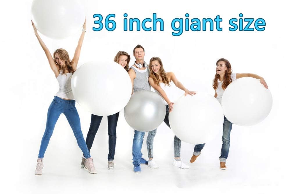 5PCS Big White Balloons Giant 36 Inch Large White Balloon Jumbo