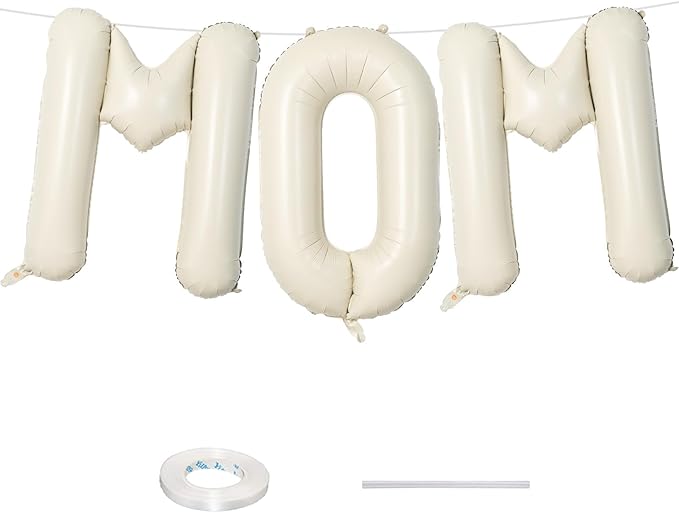 40 Inch Beige Mom Balloons for Mothers Day Decorations, Large Cream