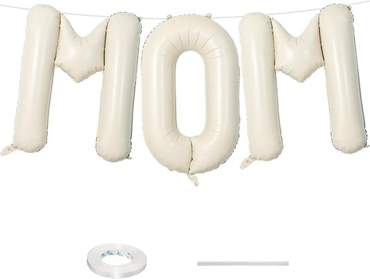 40 Inch Beige Mom Balloons for Mothers Day Decorations, Large Cream