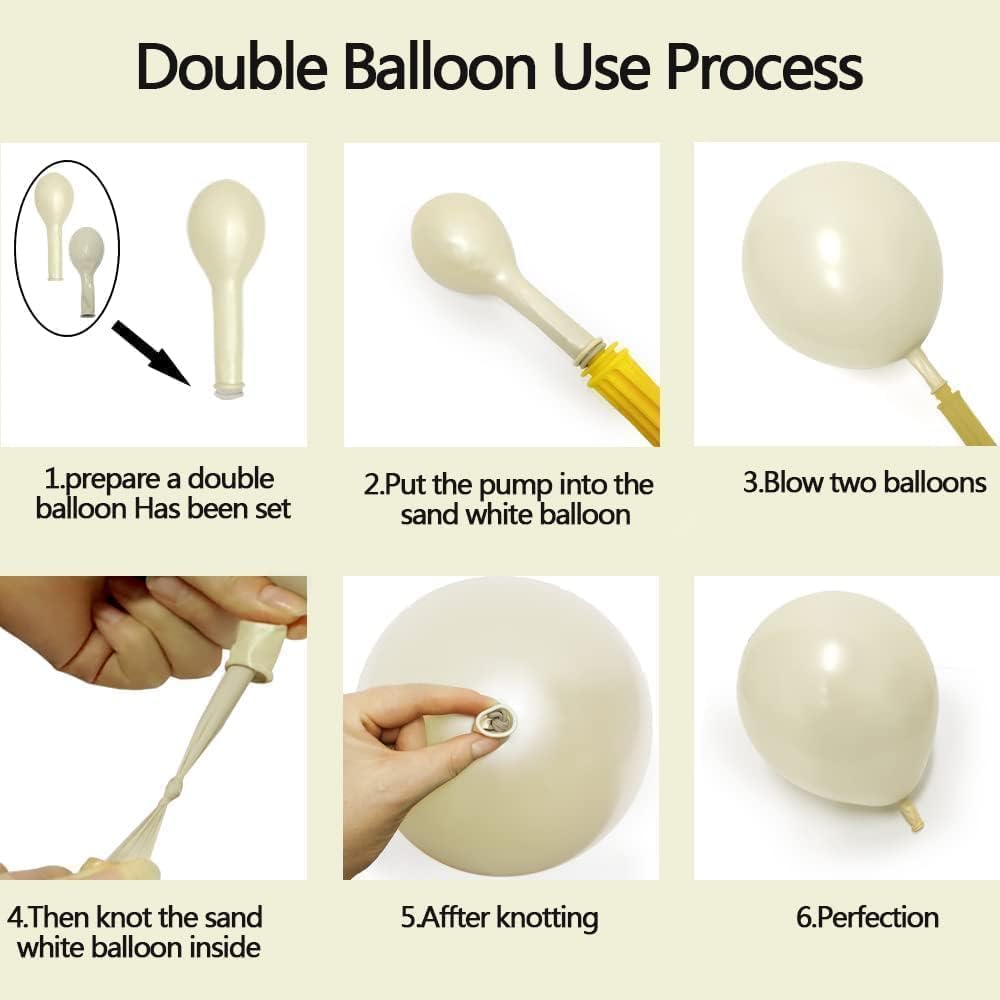 Pearl White Balloon Garland Double Stuffed Sand White Balloons