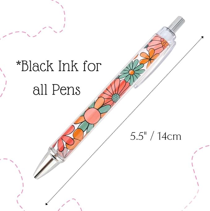 8PC Boho Pens Bohemian Rainbow Hippie Daisy Floral Cactus Highland