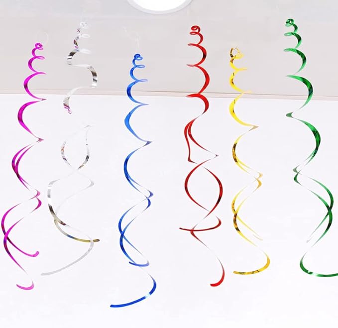 30Pc Gold and Black Party Party Swirl Decorations Foil Swirl Hanging