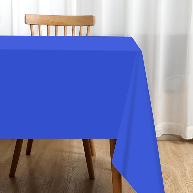2 Packaging Blue Plastic Tablecloth, 54 inch x108 inch Rectangular