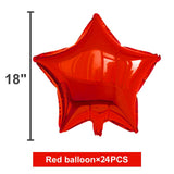 24 Pcs 18" Red Star Balloons Foil Balloons Mylar Balloon for Baby