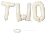 40 Inch Beige Letter Balloon, Cream White Sand Alphabet With Ribbon