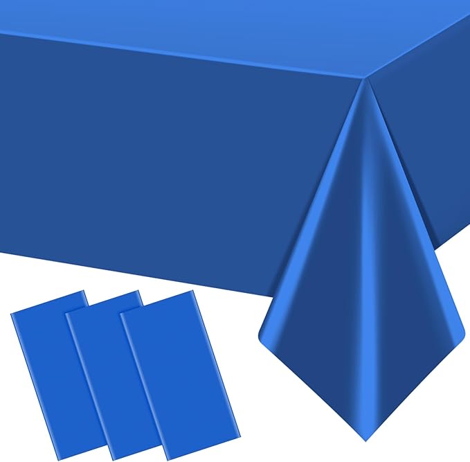 3Pcs Navy Blue Tablecloths,Disposable Plastic Tablecloth,Waterproof
