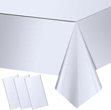 3 Pack Silver Plastic Tablecloth, Disposable Rectangle Table Covers,