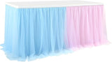 6ft Pink and Blue Tulle Table Skirt for Gender Reveal Tutu Table