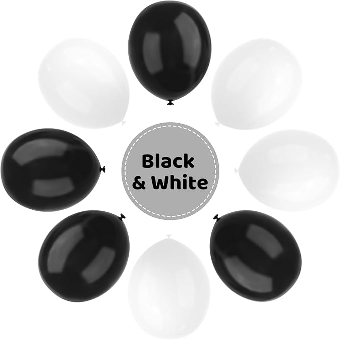Black and White Balloons, 67pcs 12 Inch White Black Thickened Latex