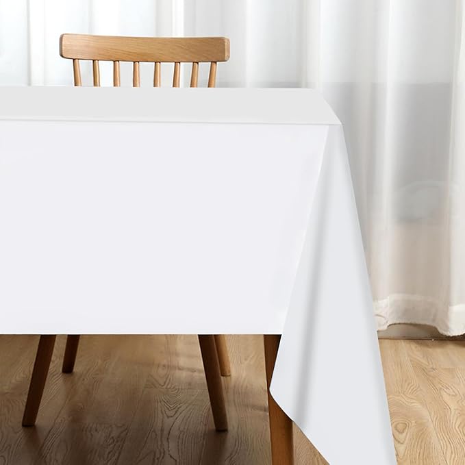 2 Packaging White Plastic Tablecloth, 54 inch x108 inch Rectangular