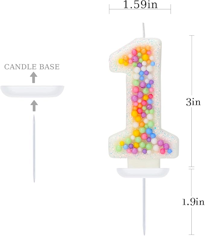 Birthday Candles for Boys/Girls - Number 1 Candle, Colorful Macaron