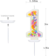 Birthday Candles for Boys/Girls - Number 1 Candle, Colorful Macaron