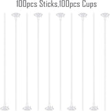 PP OPOUNT Upgraded Version 100 Pieces White Plastic Balloon Sticks