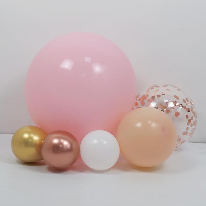 Rose Gold Balloons Arch Garland Kit 164pcs Pastel Pink Chrome Gold