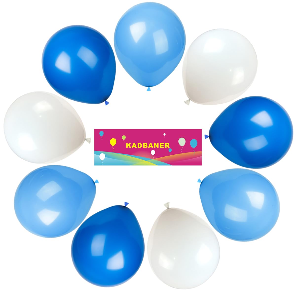KADBANER White Blue Light blue Balloons,100 Pack 12 Inch Latex