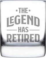 The Legend Has Retired Whiskey Rocks Glass Funny Retirement Gifts