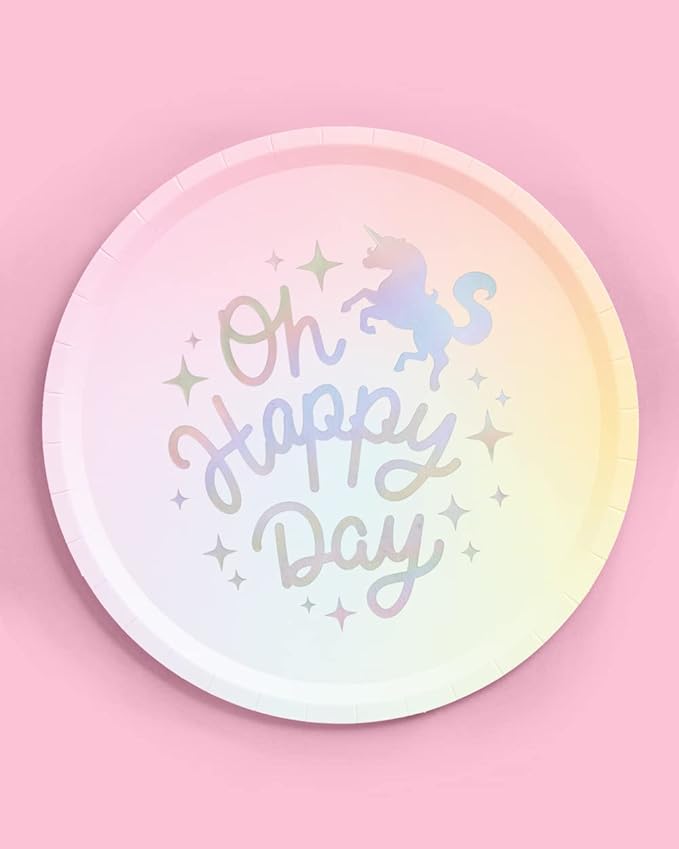 xo Fetti Unicorn Paper Plates 24 pk 9 Unicorn Birthday Party