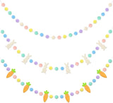 Easter Decorations Bunny Rabbit Banner Pastel Rainbow Pom Pom
