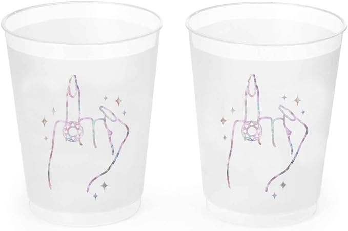 xo Fetti Bachelorette Party Ring Finger Reusable Cups 16 Frost Flex