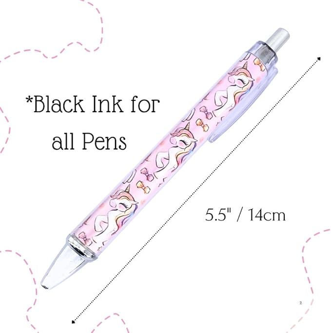 8PC Unicorn Pens Cute Cool Fun Rainbow Glitter Sparkle Animal Pen