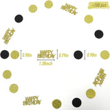 Happy Birthday Confetti, Glitter Gold and Black Birthday Table