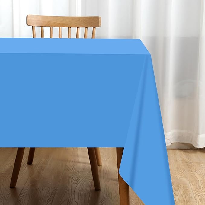 2 Packaging Light Blue Plastic Tablecloth, 54 inch x108 inch