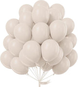 PartyWoo White Sand Balloons 50 pcs 12 Inch Beige Cream Ivory Latex