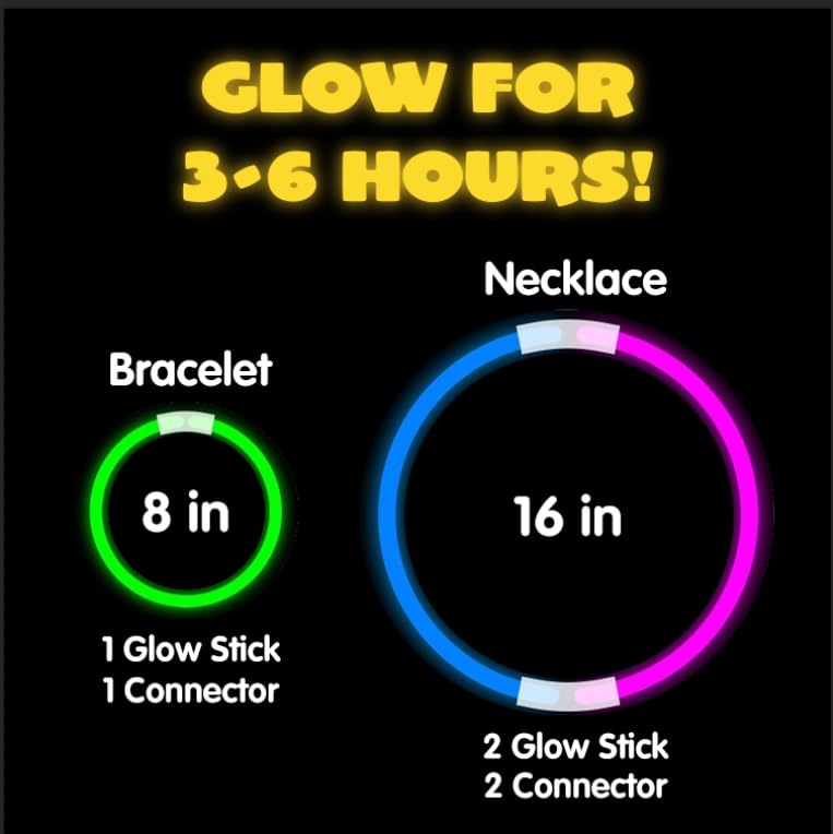 JOYIN 1000 Pcs 8" Glow sticks Bulk Party Favors Pack, Neon Glow in the