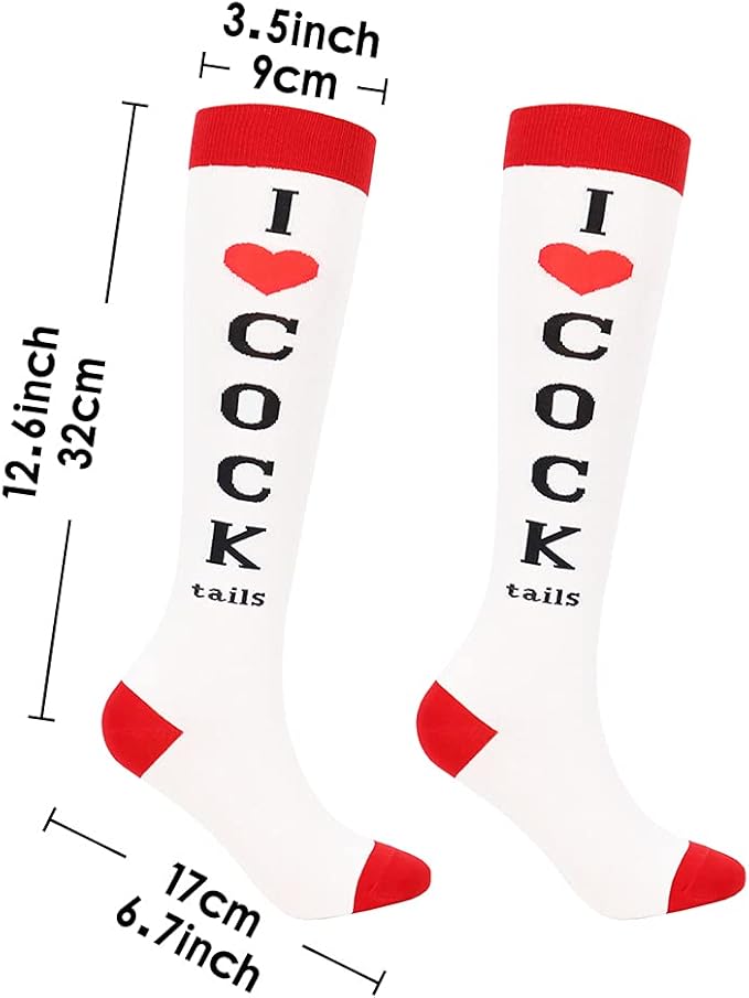 Bibalabili Funny Socks I Love Cocktails Knee Tube Party Stockings Gag