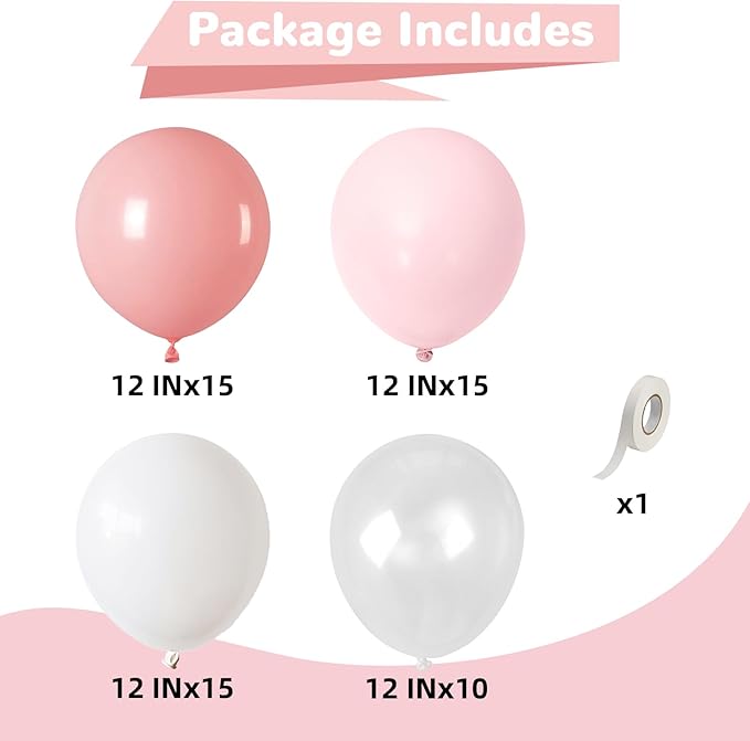 HILAVO Dusty Pink Balloons 12 Inch Blush Pastel Light Baby Pink and