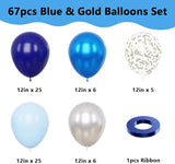 YMSZ Blue and Silver Balloons, 67pcs 12 Inch Navy Blue Balloon