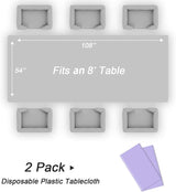 QIKSION Lavender Plastic Table Cloth Disposable 2 Pack, 54 x 108 Inch
