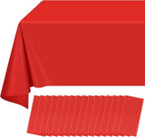 16 Pack Red Plastic Tablecloth for Rectangle Tables, Premium