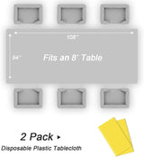QIKSION Yellow Plastic Table Cloth Disposable 2 Pack, 54 x 108 Inch
